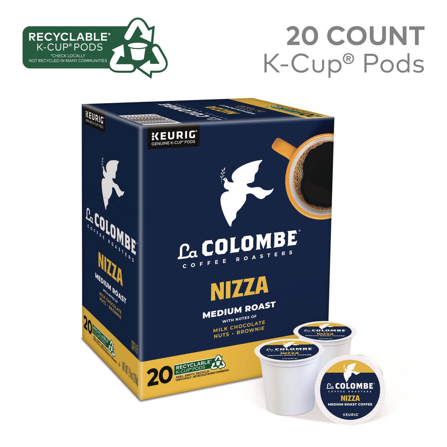 La Colombe Coffee K-Cup Pods, Nizza Medium Roast, 20/Box (0327)