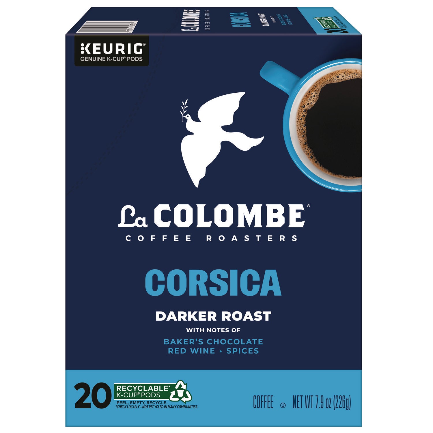 La Colombe Coffee K-Cup Pods, Corsica Dark Roast, 20/Box (0328)