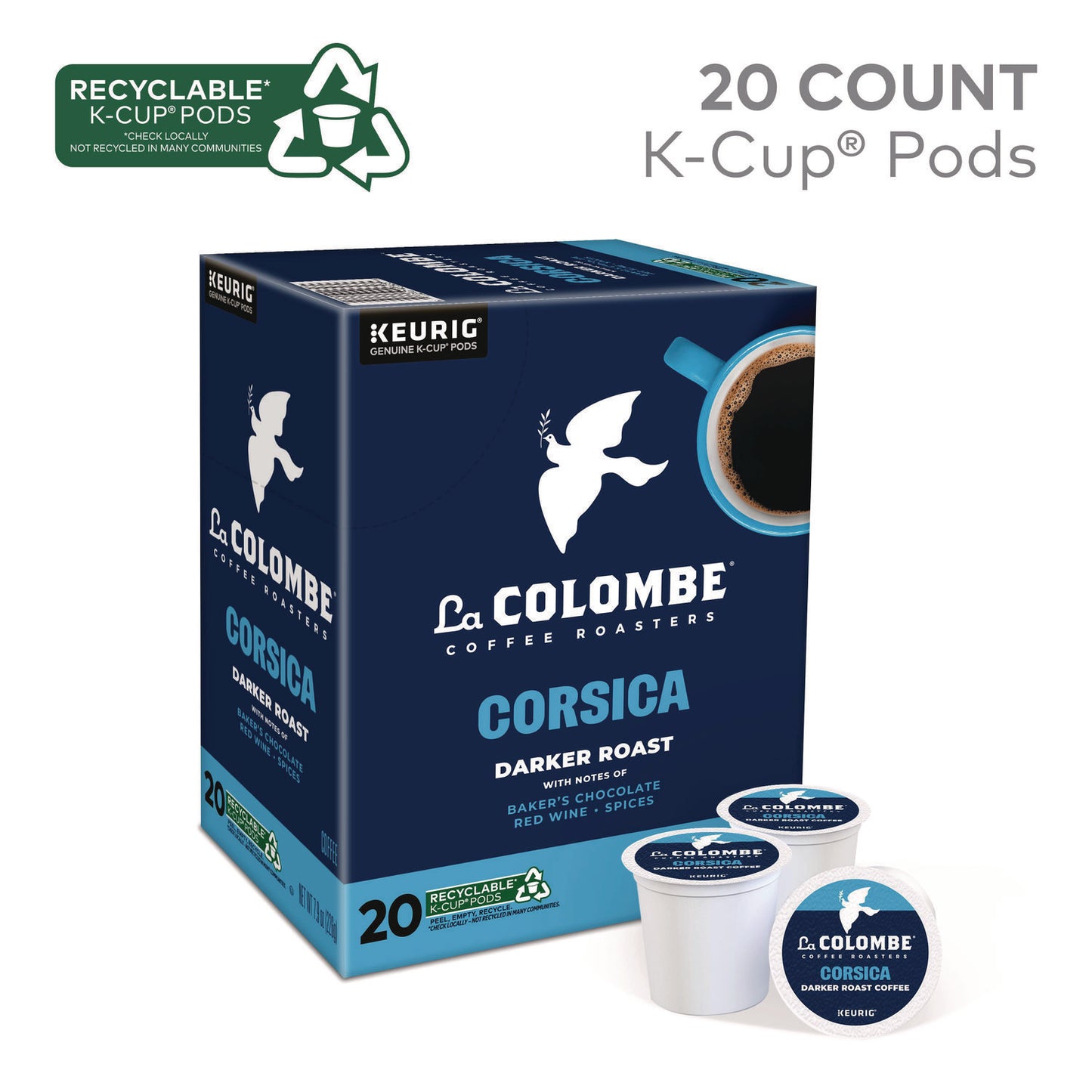 La Colombe Coffee K-Cup Pods, Corsica Dark Roast, 20/Box (0328)