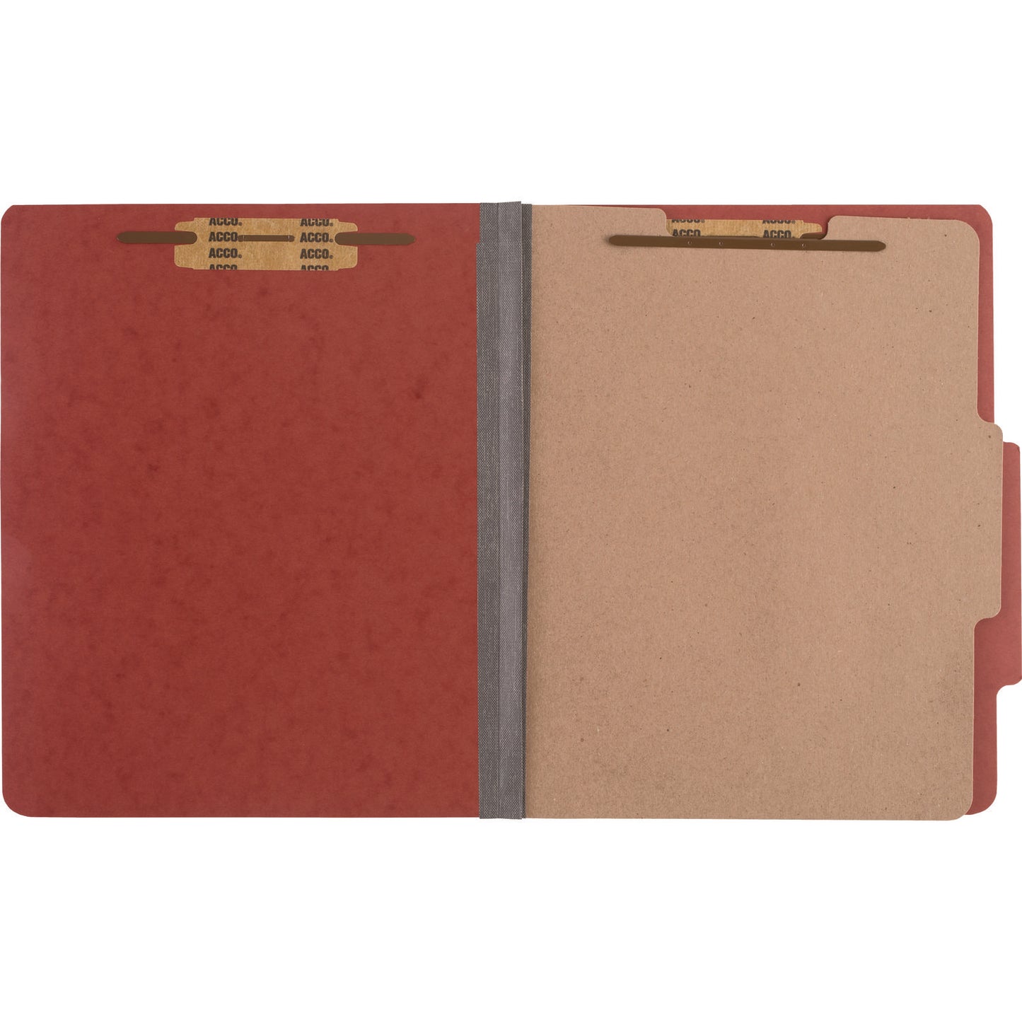 Acco Pressboard Classification Folders, 2" Expansion, 1 Divider, 4 Fasteners, Letter Size, Earth Red Exterior, 10/Box (15034)
