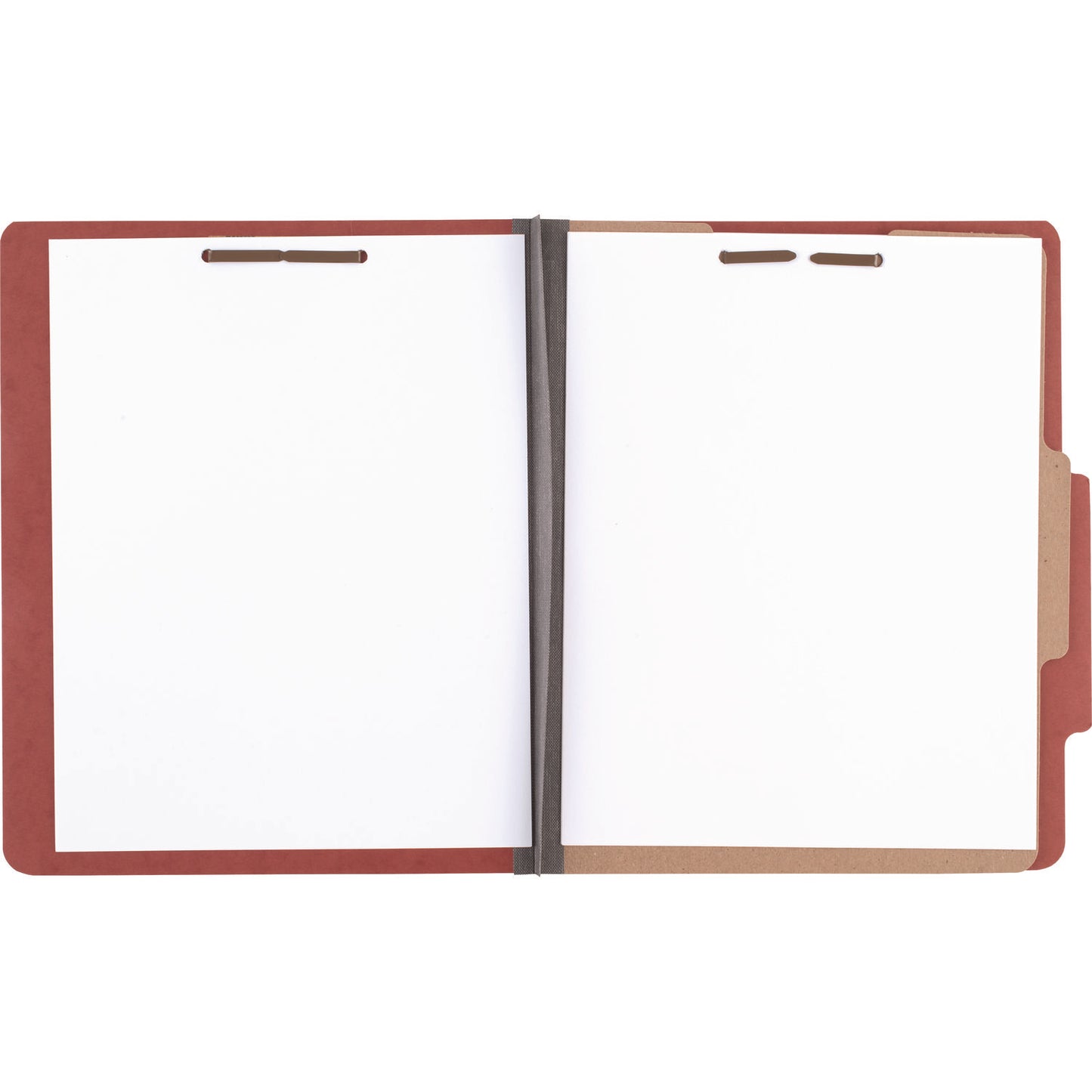 Acco Pressboard Classification Folders, 2" Expansion, 1 Divider, 4 Fasteners, Letter Size, Earth Red Exterior, 10/Box (15034)