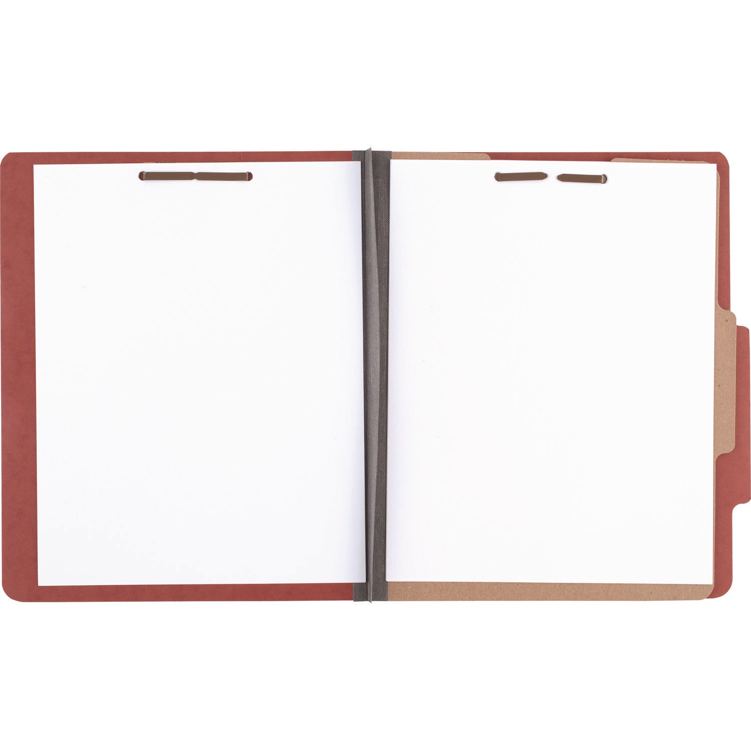 Acco Pressboard Classification Folders, 2" Expansion, 1 Divider, 4 Fasteners, Letter Size, Earth Red Exterior, 10/Box (15034)