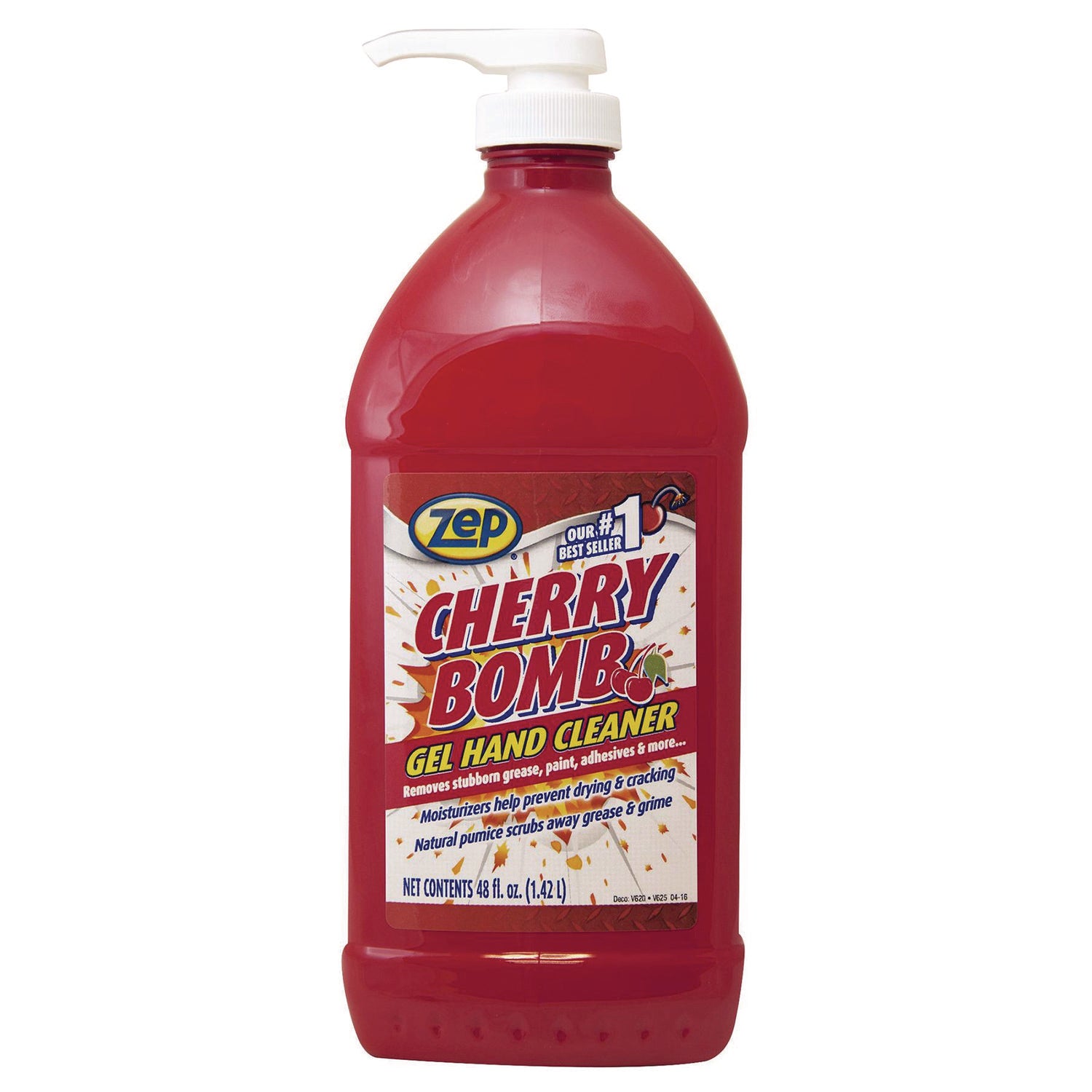 Zep Commercial Cherry Bomb Gel Hand Cleaner, Cherry Scent, 48 oz (ZUCBHC484EA)