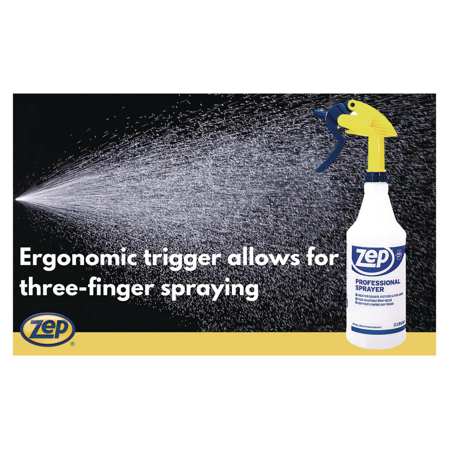 Zep Commercial Professional Spray Bottle with Trigger Sprayer, 32 oz, Clear (HDPRO36EA)