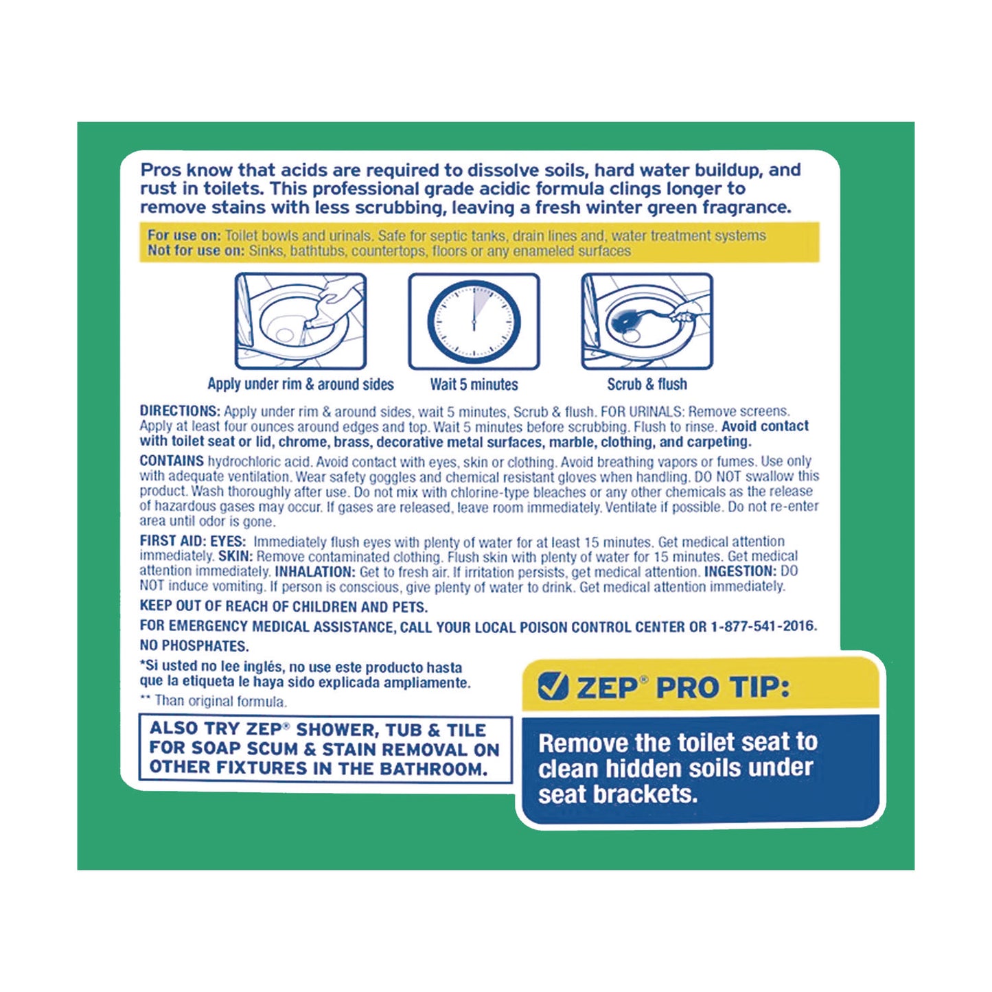 Zep Acidic Toilet Bowl Cleaner, Mint, 32 oz Bottle (ZUATBC32EA)