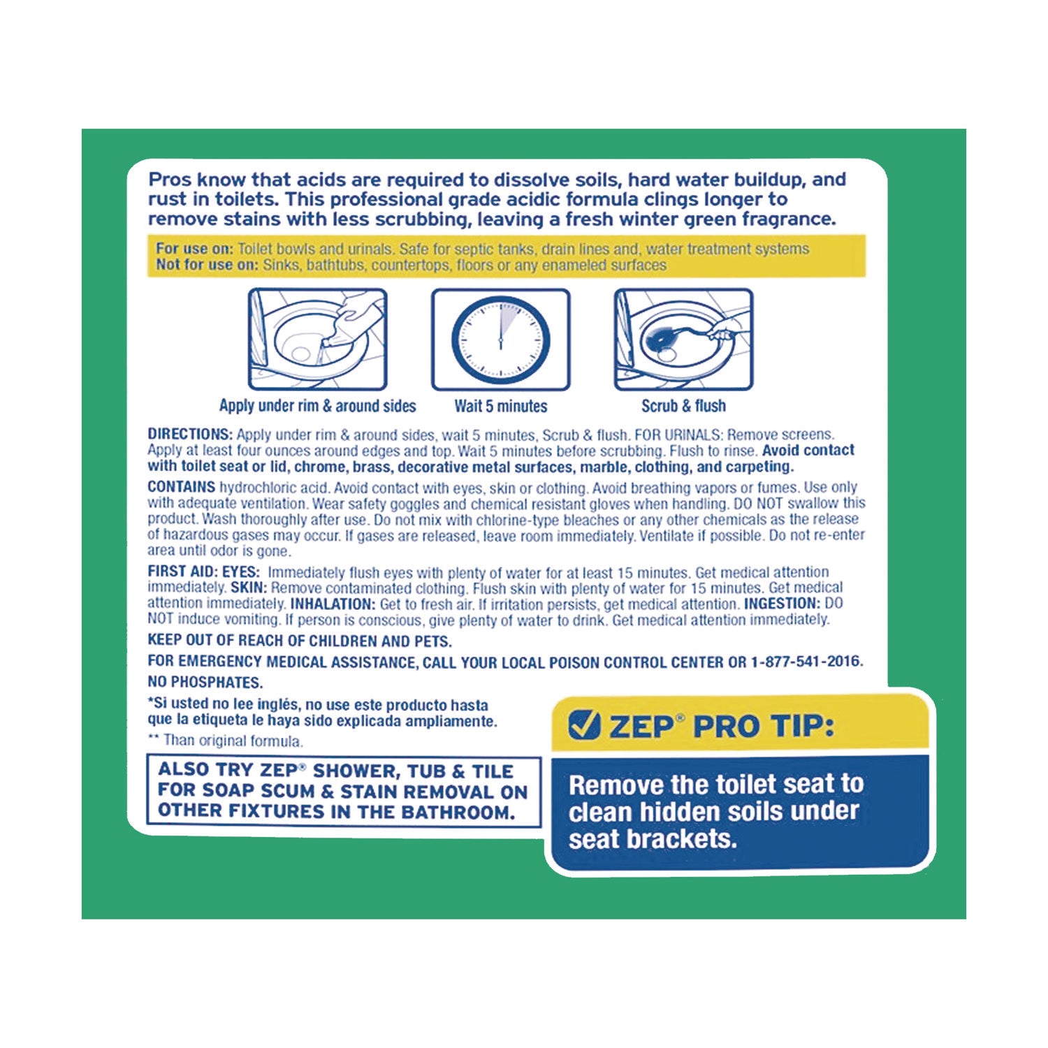 Zep Acidic Toilet Bowl Cleaner, Mint, 32 oz Bottle (ZUATBC32EA)