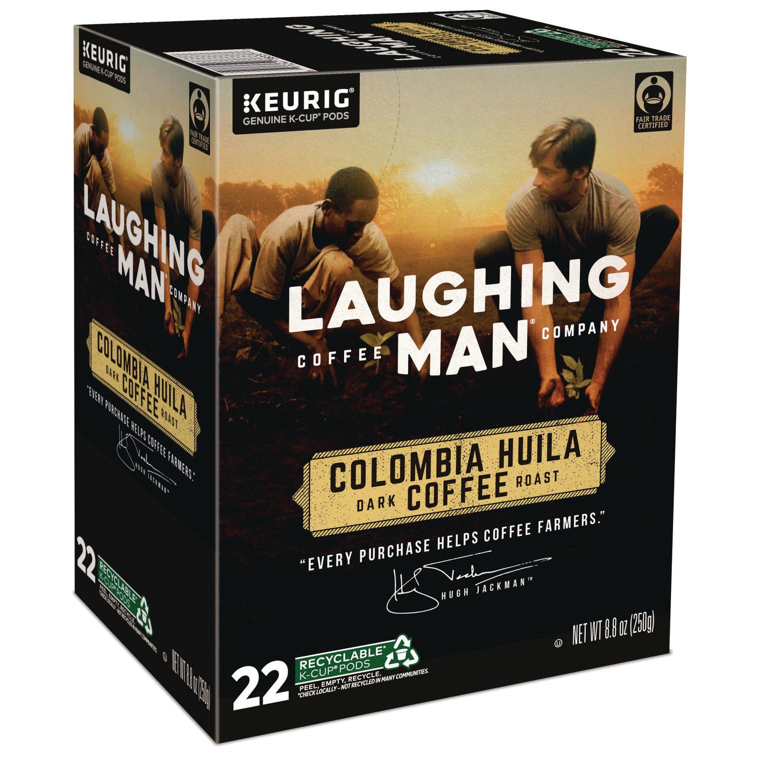 Laughing Man Coffee Colombia Huila K-Cup Pods, 22/Box (8337)