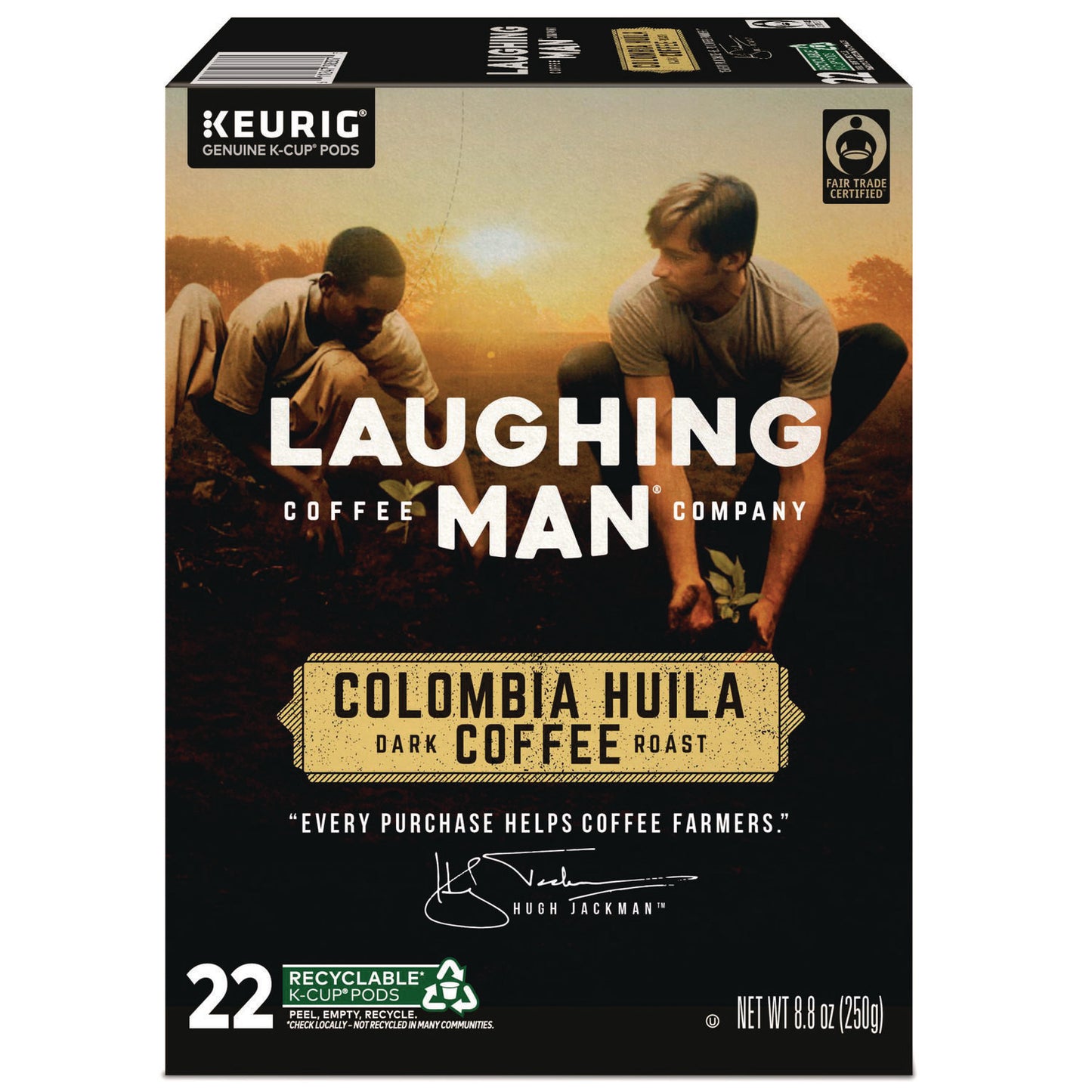 Laughing Man Coffee Colombia Huila K-Cup Pods, 22/Box (8337)