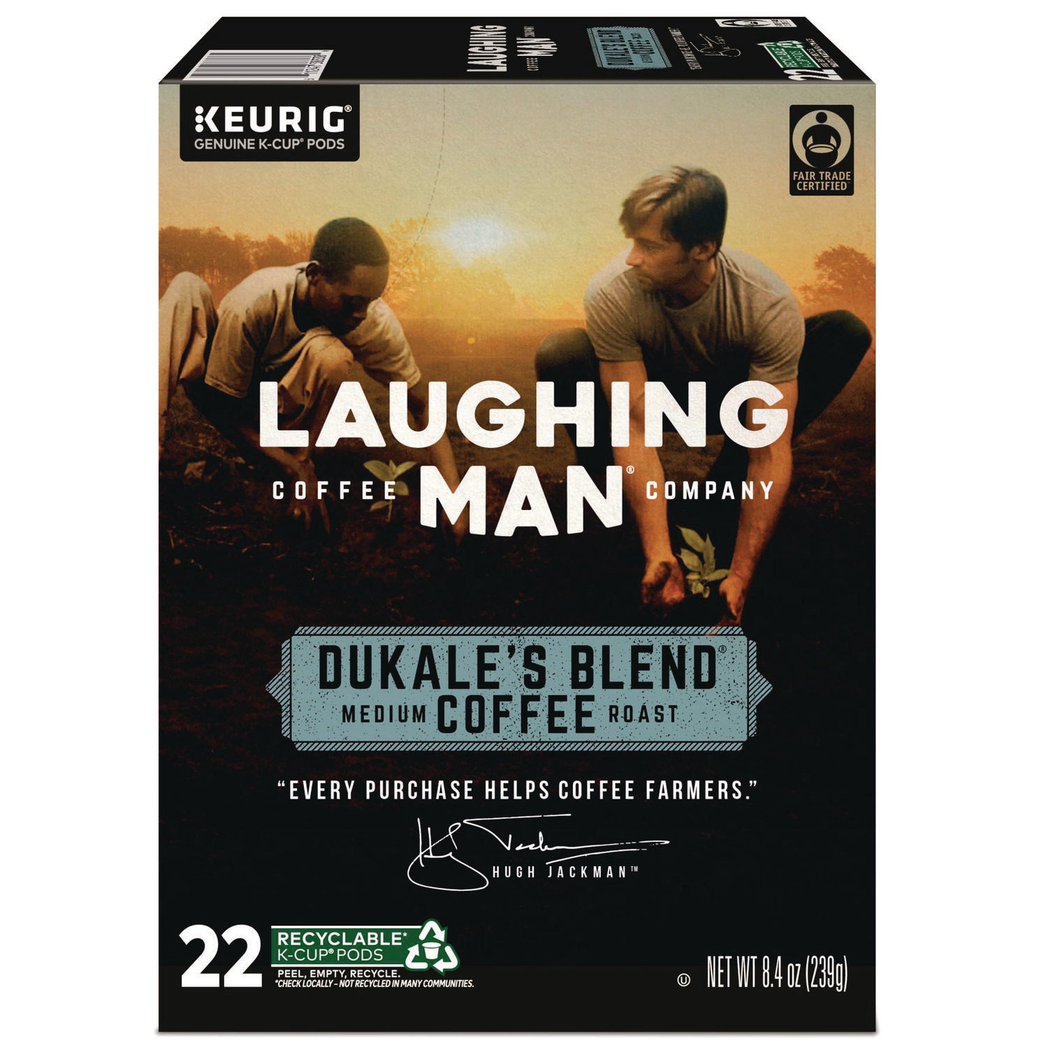 Laughing Man Coffee Dukale's Blend K-Cup Pods, 22/Box (8338)