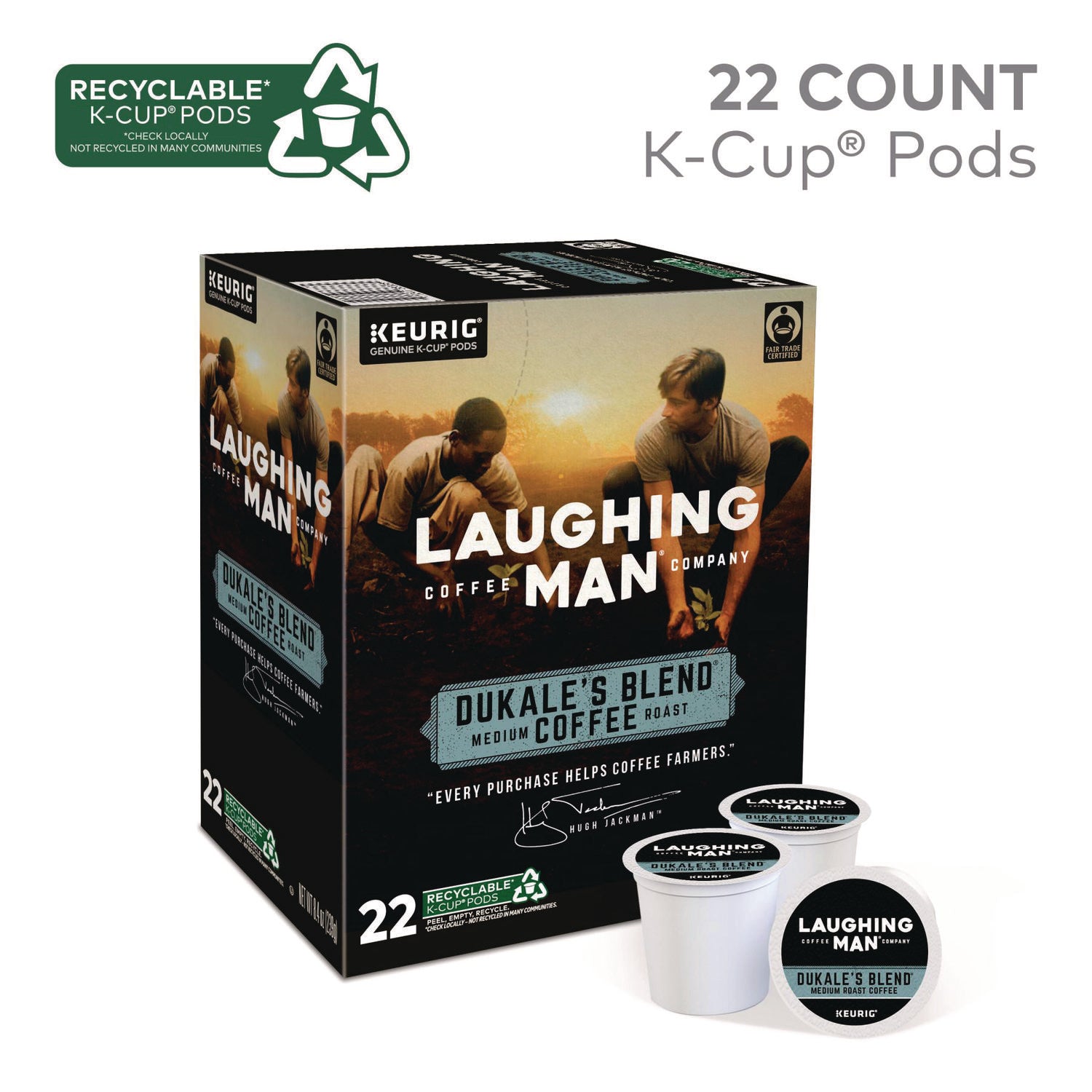 Laughing Man Coffee Dukale's Blend K-Cup Pods, 22/Box (8338)