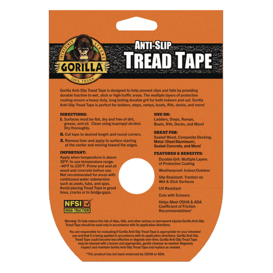 Gorilla Tread Tape, 3" Core, 2" x 10 ft, Black (115944)