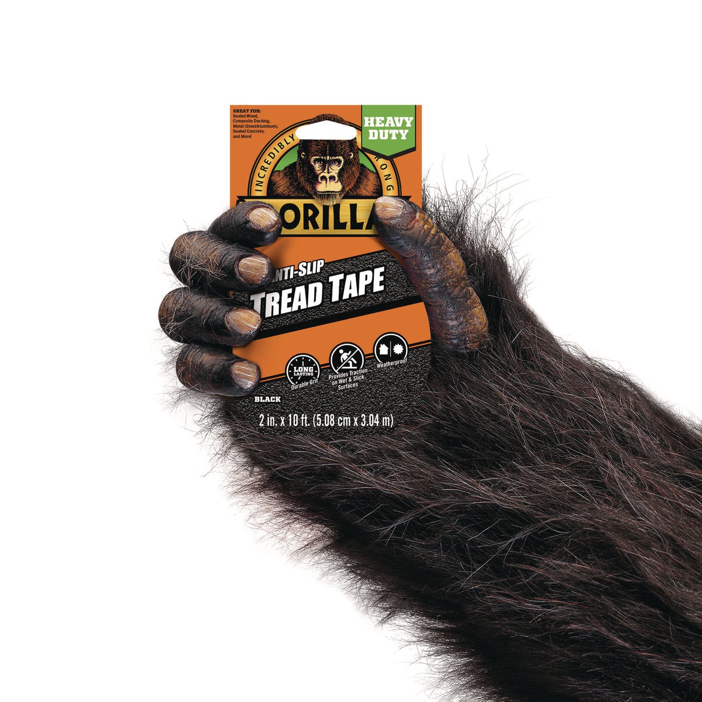 Gorilla Tread Tape, 3" Core, 2" x 10 ft, Black (115944)