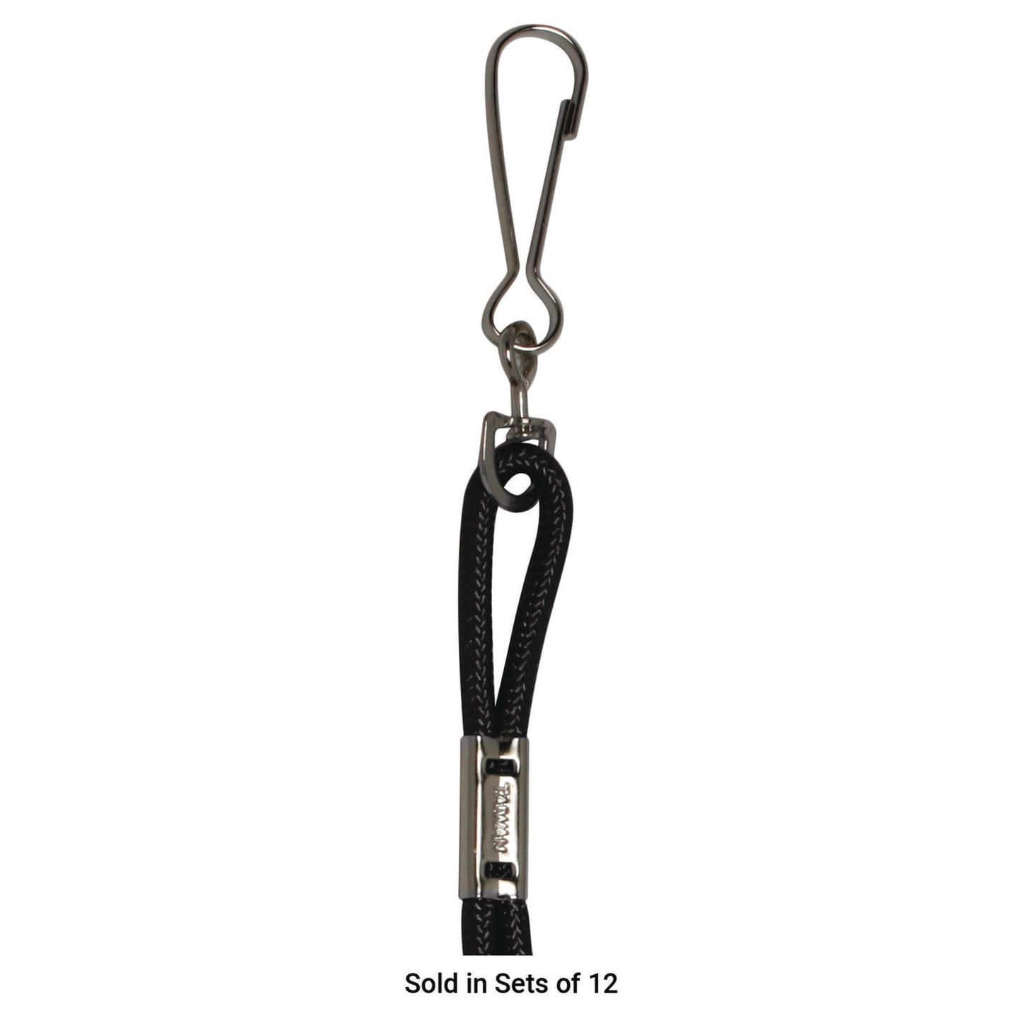 Champion Sports Lanyard, Metal J-Hook Fastener, 20" Long, Black, 12/Pack (126BLK)