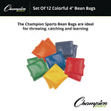 Champion Sports Bean Bag Set, Vinyl, 4", Assorted Colors, 12/Box (MBB4SET)