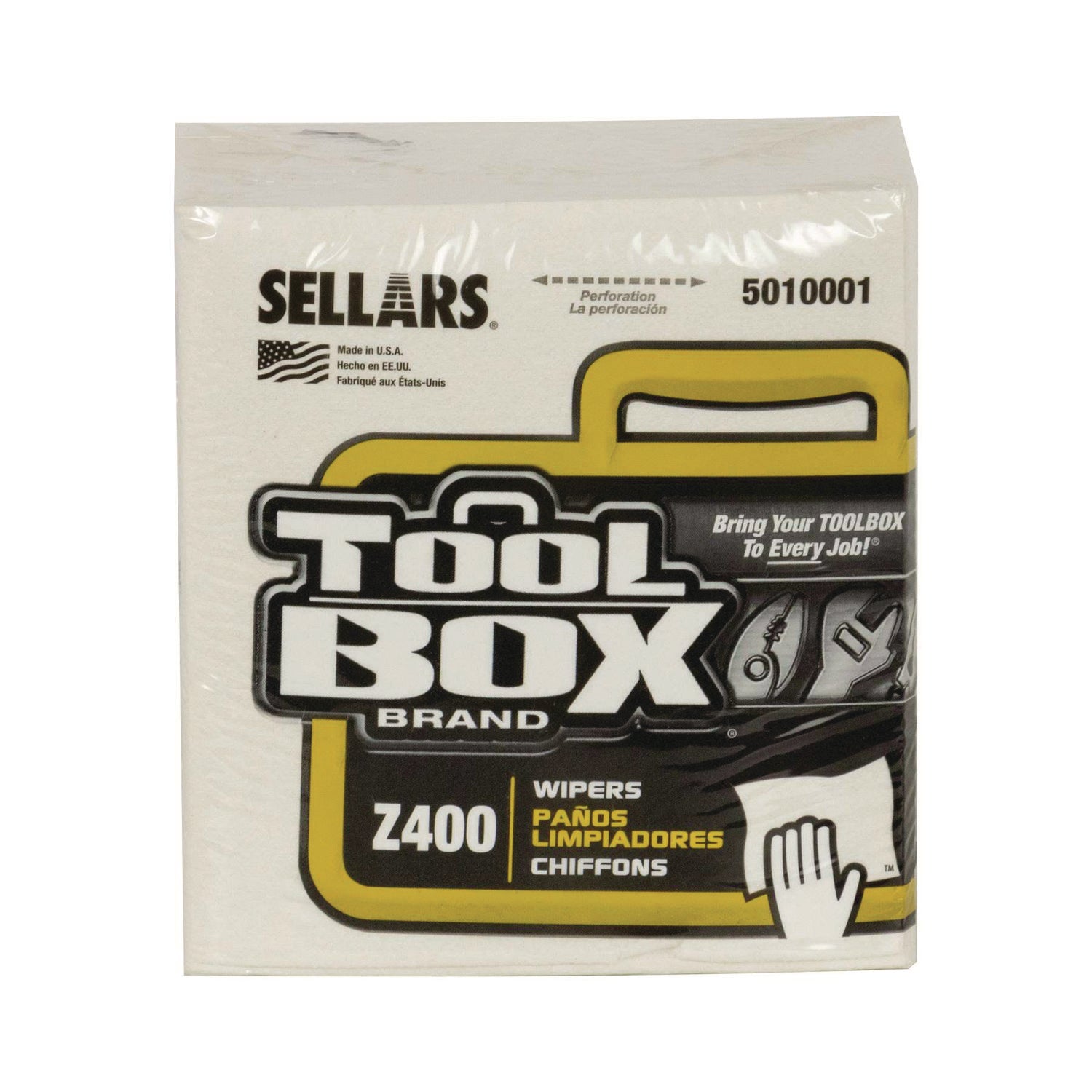 TOOLBOX Z400 Quarterfold Wipers, 1-Ply, 11.87 x 13, White, 12/Carton (5010001)