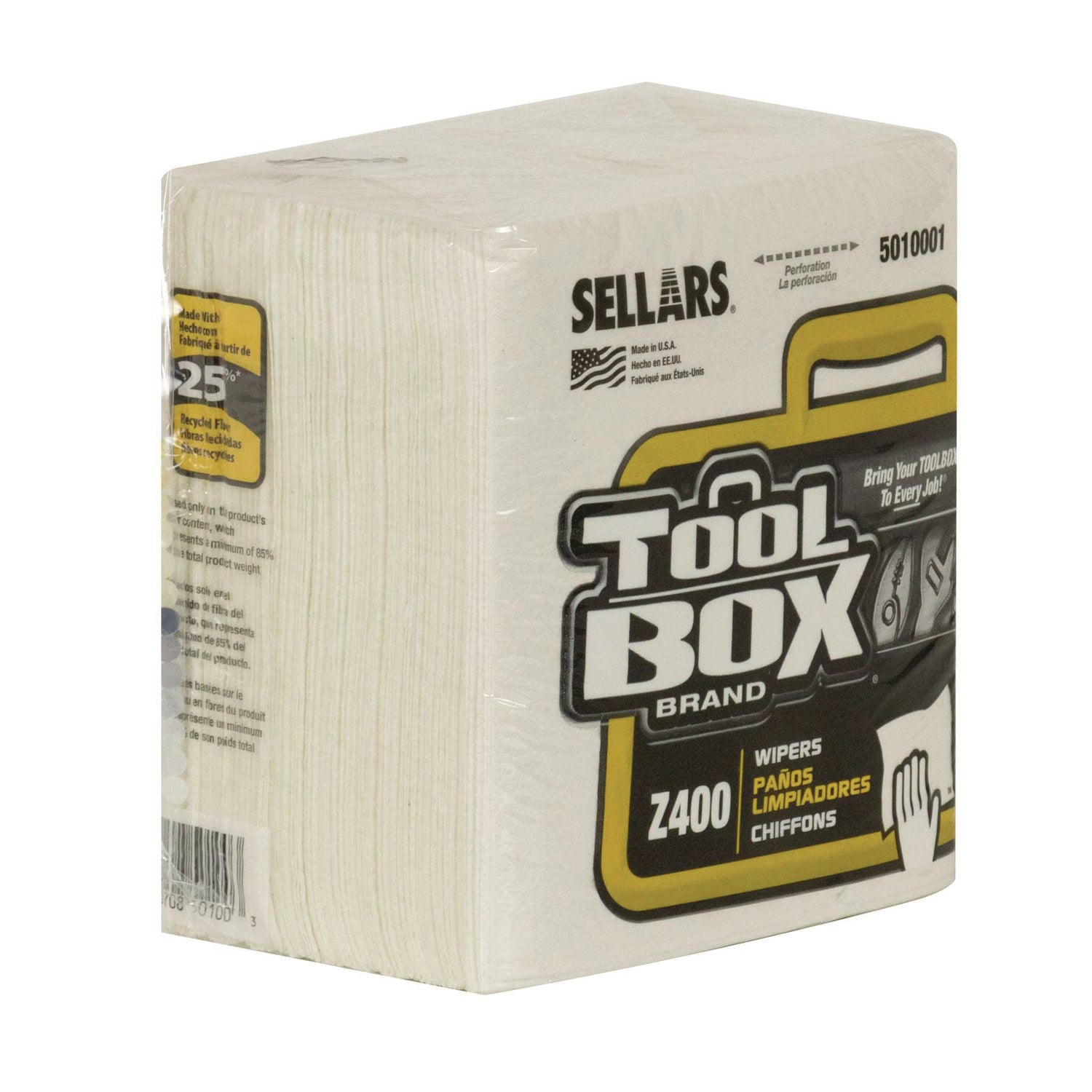 TOOLBOX Z400 Quarterfold Wipers, 1-Ply, 11.87 x 13, White, 12/Carton (5010001)