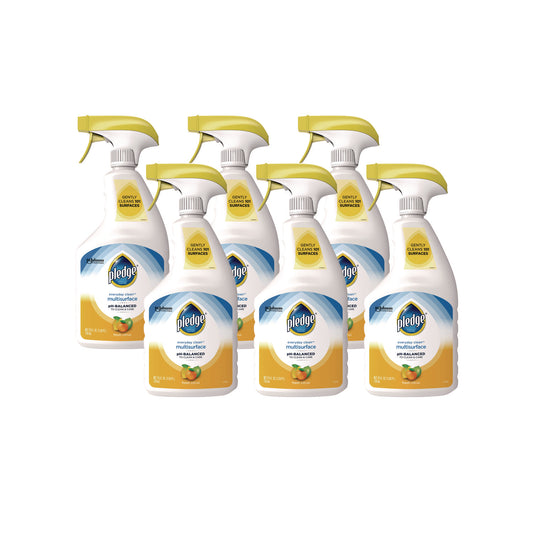 Pledge pH-Balanced Everyday Clean Multisurface Cleaner, Clean Citrus Scent, 25 oz Trigger Spray Bottle, 6/Carton (336283)