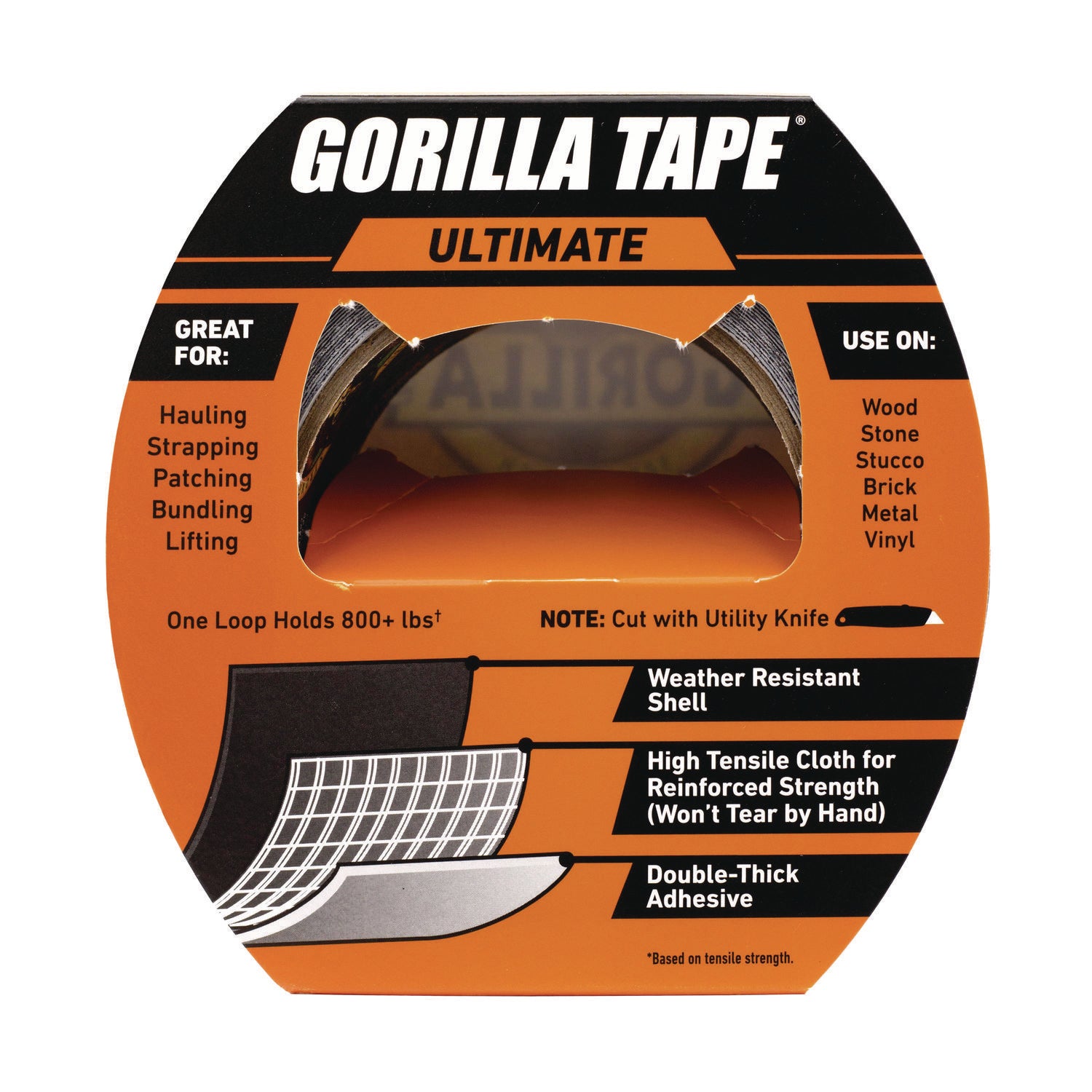 Gorilla Ultimate Tape, 3" Core, 1.88" x 20 yd, Black (113499)