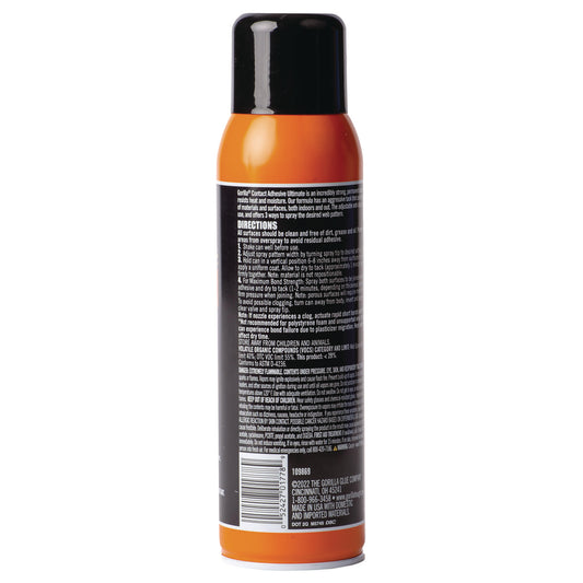 Gorilla Contact Adhesive Ultimate, 12.2 oz Aerosol Spray, Dries Light Yellow (109852)