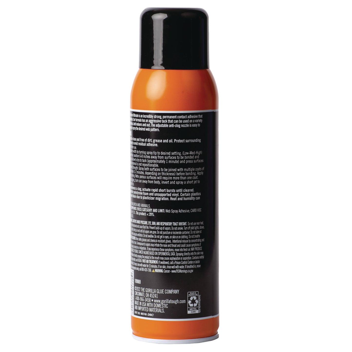 Gorilla Contact Adhesive Ultimate, 12.2 oz Aerosol Spray, Dries Light Yellow (109852)