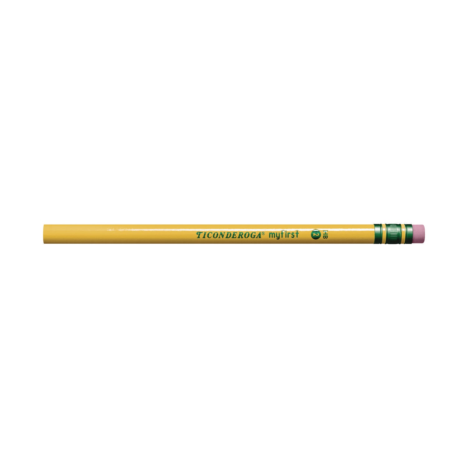 Dixon Ticonderoga Beginners Woodcase Pencil with Eraser and Microban Protection, HB (#2), Black Lead, Yellow Barrel, Dozen (13308)