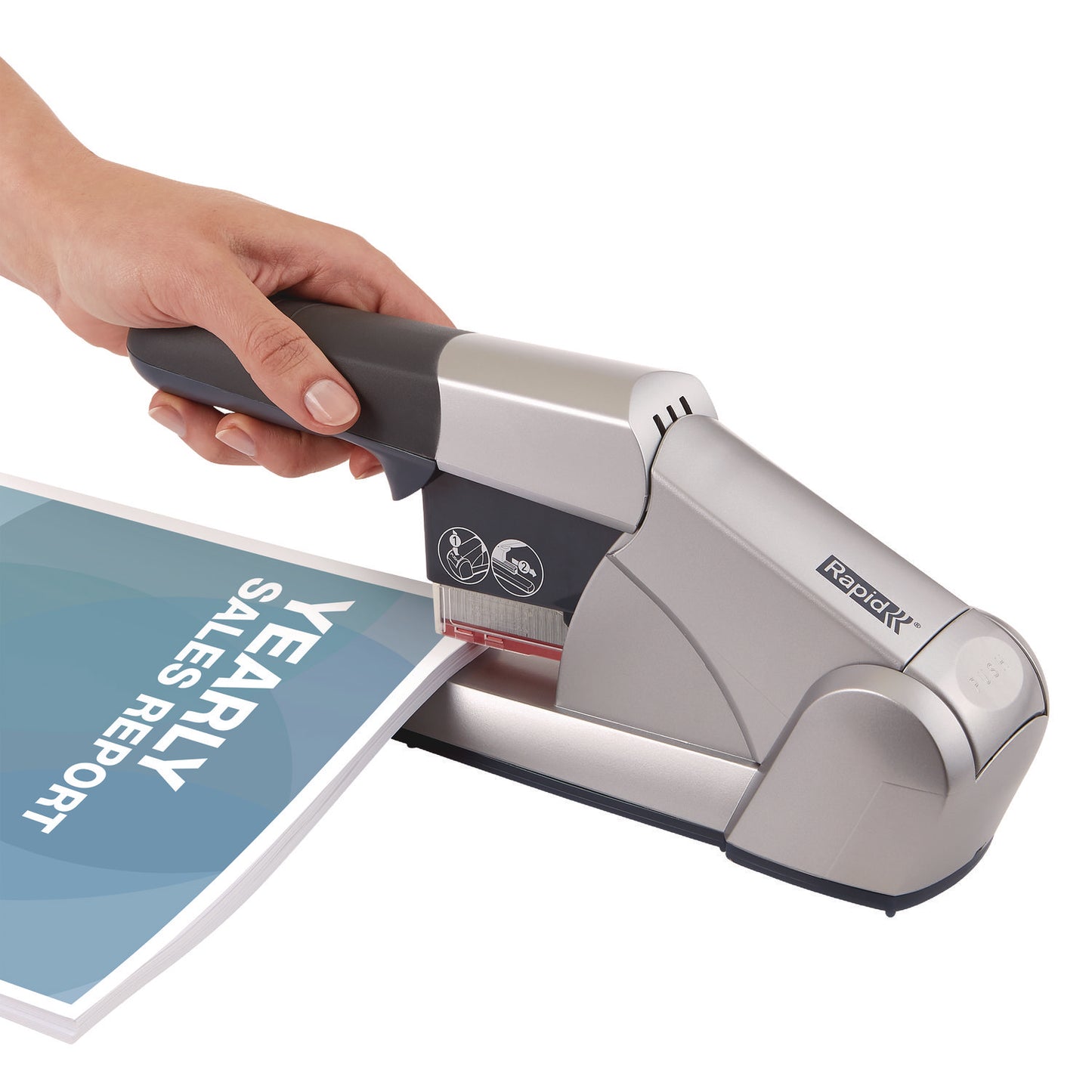 Rapid Heavy-Duty Cartridge Stapler, 80-Sheet Capacity, Silver (02892)