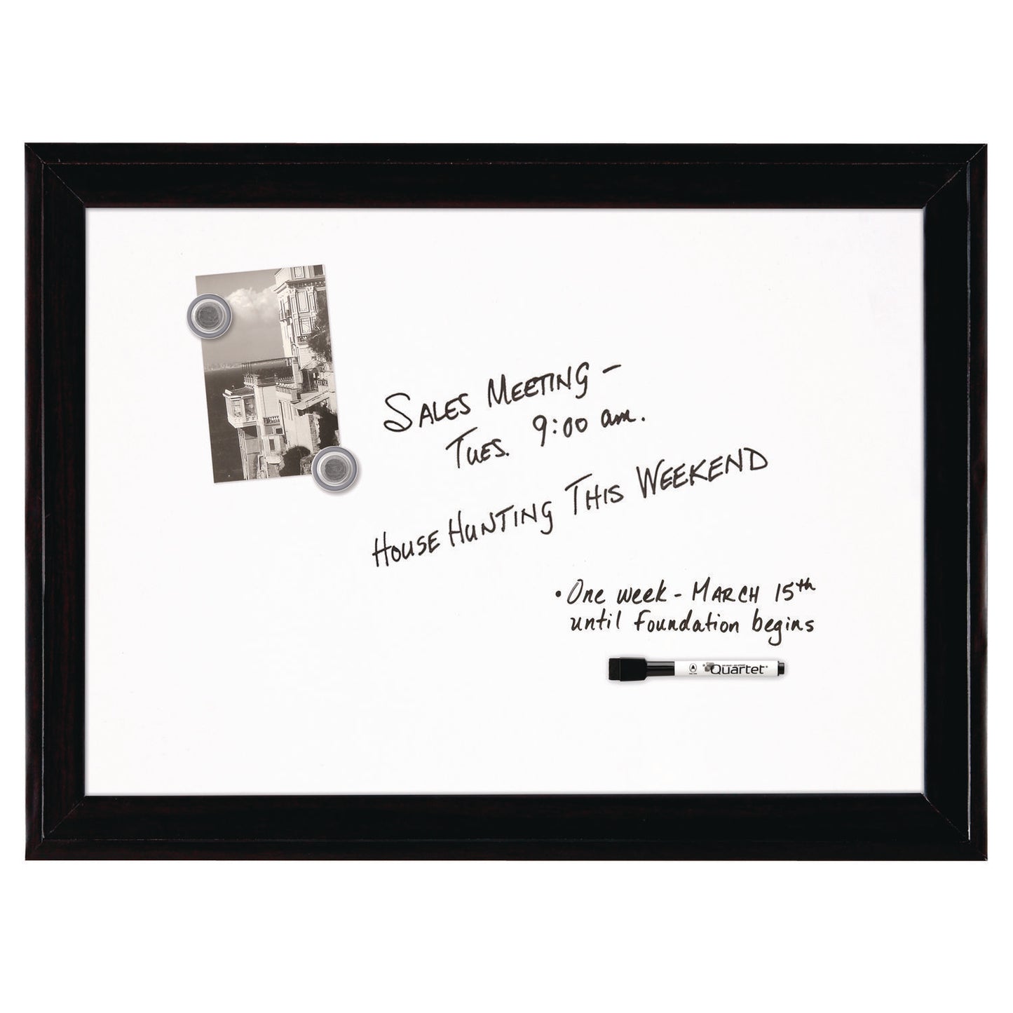 Quartet Home Decor Magnetic Dry Erase Board, 23 x 17, White Surface, Black Wood Frame (79282)