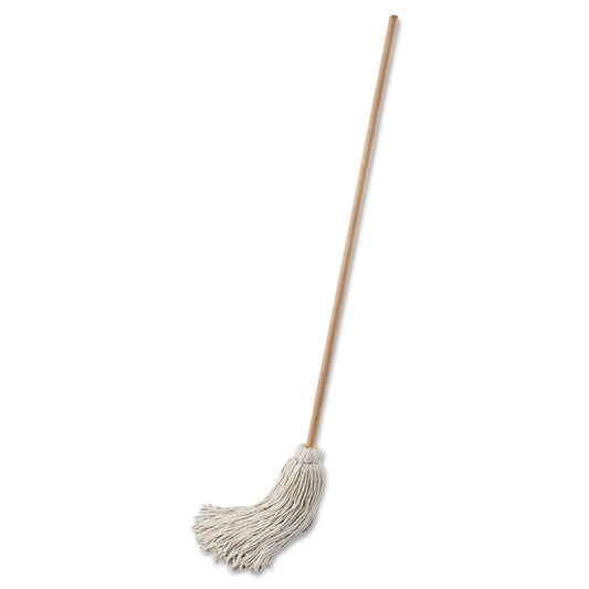 Boardwalk Handle/Deck Mop, #32 White Cotton Head, 54" Natural Wood Handle, 6/Pack (132C)