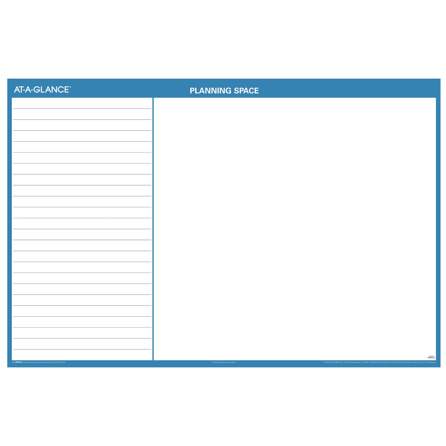 AT-A-GLANCE Horizontal Reversible/Erasable Wall Planner, 48 x 32, White/Blue Sheets, 12-Month (Jan to Dec): 2025 (PM30028)