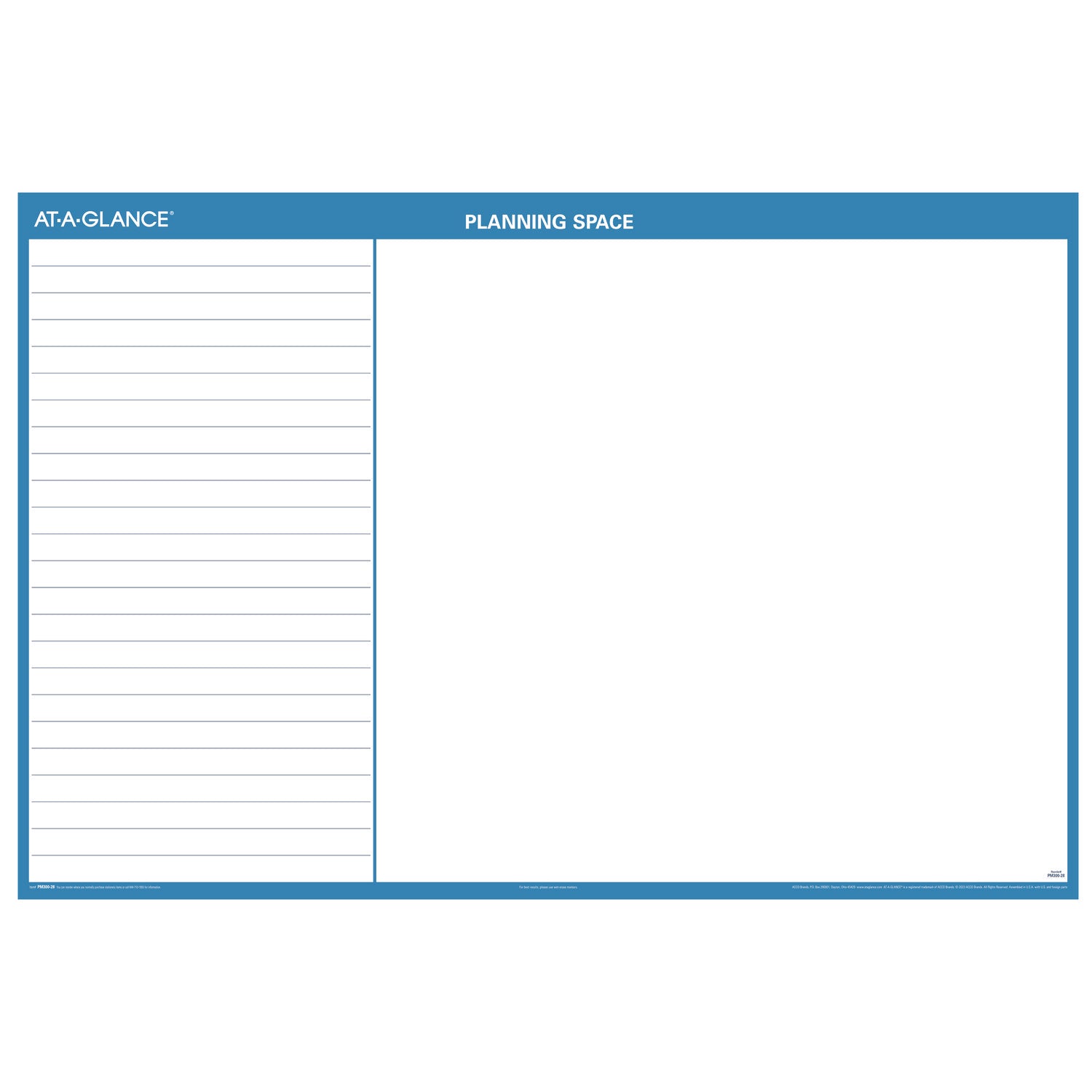 AT-A-GLANCE Horizontal Reversible/Erasable Wall Planner, 36 x 24, White/Blue Sheets, 12-Month (Jan to Dec): 2025 (PM20028)