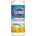 Clorox Disinfecting Wipes, 1-Ply, 7 x 8, Crisp Lemon, White, 35/Canister, 12 Canisters/Carton (01594CT)