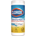 Clorox Disinfecting Wipes, 1-Ply, 7 x 8, Crisp Lemon, White, 35/Canister, 12 Canisters/Carton (01594CT)