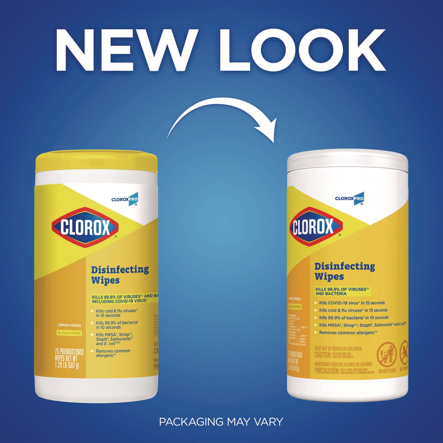 Clorox Disinfecting Wipes, 1-Ply, 7 x 8, Lemon Fresh, White, 75/Canister (15948EA)