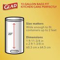 Glad ForceFlex Tall Kitchen Drawstring Trash Bags, 13 gal, 23.75" x 24.88", White, 240/Carton (79008)