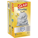 Glad ForceFlex Tall Kitchen Drawstring Trash Bags, 13 gal, 23.75" x 24.88", White, 240/Carton (79008)