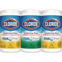 Clorox Disinfecting Wipes, 1-Ply, 7 x 8, Fresh Scent/Citrus Blend, White, 75/Canister, 3 Canisters/Pack (30208PK)