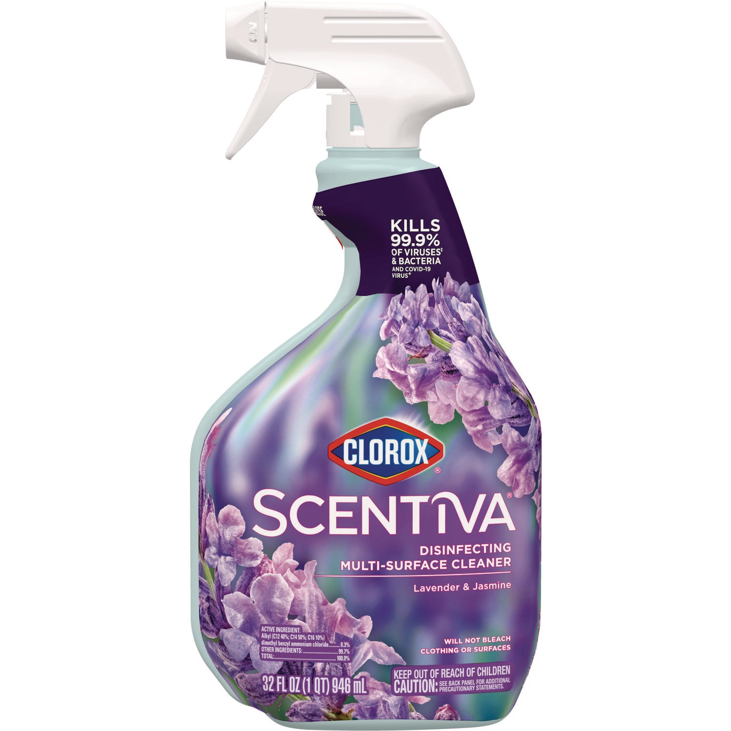 Clorox Scentiva Disinfecting Multi-Surface Cleaner, Tuscan Lavender and Jasmine, 32 oz, Spray Bottle (60523EA)