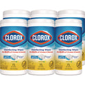 Clorox Disinfecting Wipes, 1-Ply, 7 x 7.75, Crisp Lemon, White, 75/Canister, 6 Canisters/Carton (01628)