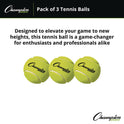 Champion Sports Tennis Balls, 2.5" Diameter, Yellow, 3/Pack (TB3)