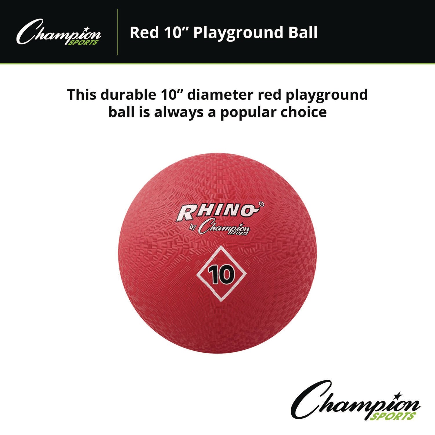 Champion Sports Playground Ball, 10" Diameter, Red (PG10)