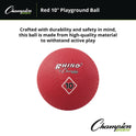 Champion Sports Playground Ball, 10" Diameter, Red (PG10)