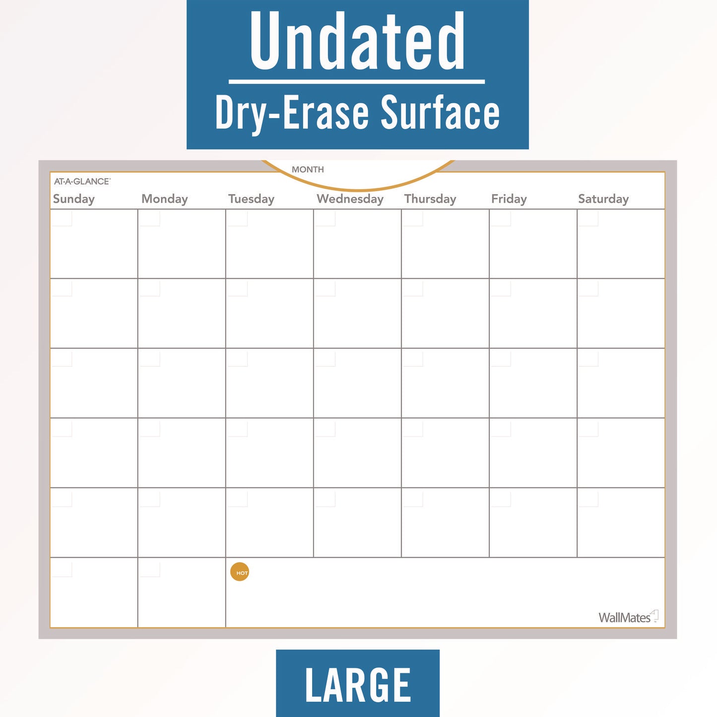 AT-A-GLANCE WallMates Self-Adhesive Dry Erase Monthly Planning Surfaces, 24 x 18, White/Gray/Orange Sheets, Undated (AW502028)