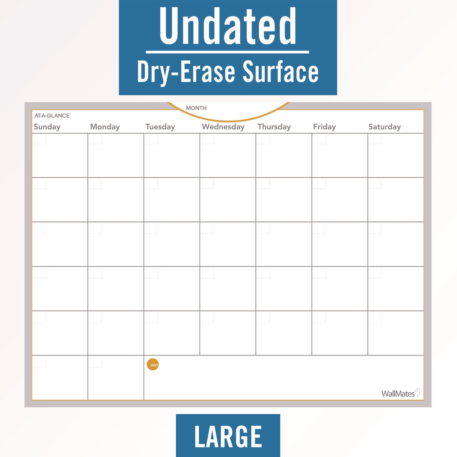 AT-A-GLANCE WallMates Self-Adhesive Dry Erase Monthly Planning Surfaces, 24 x 18, White/Gray/Orange Sheets, Undated (AW502028)