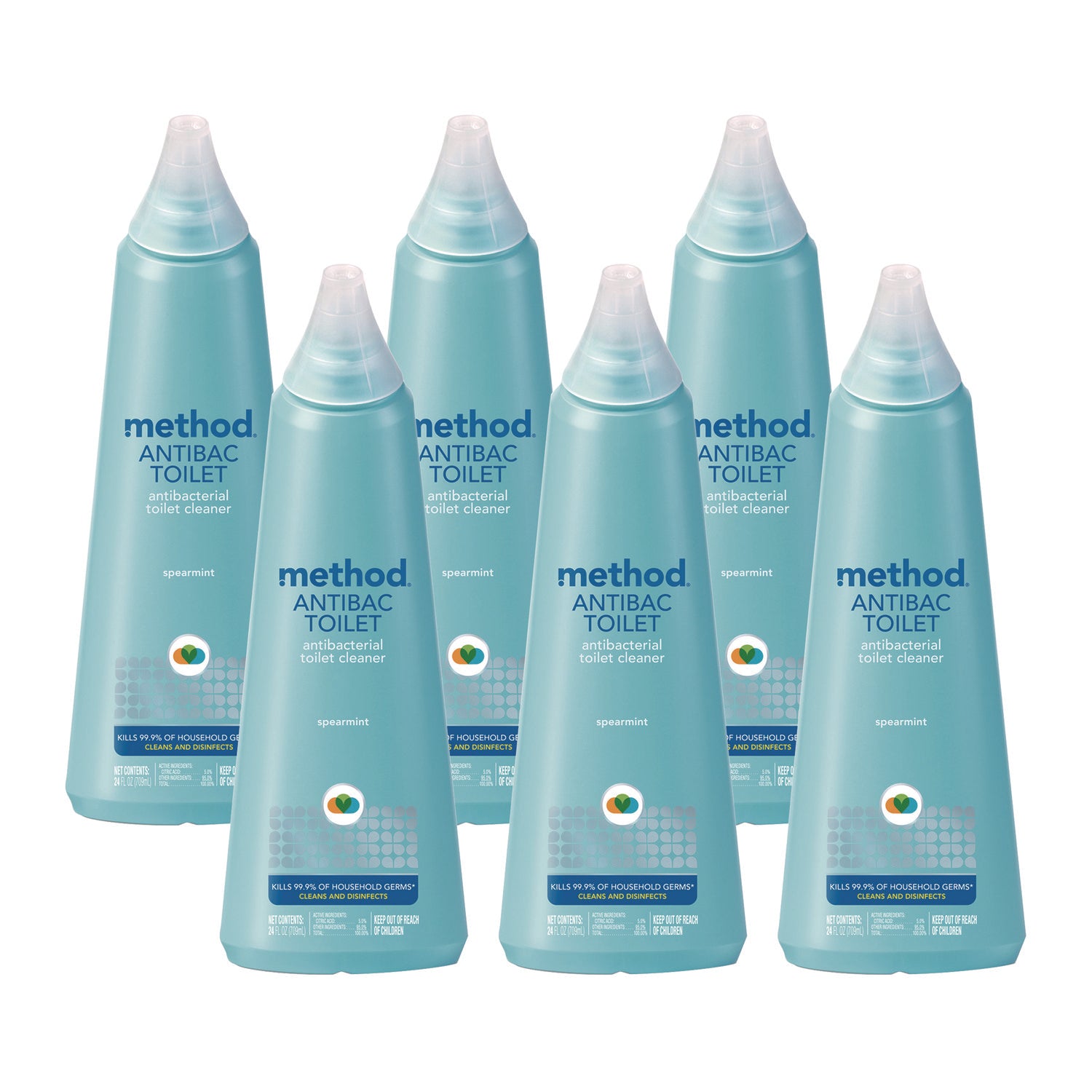 Method Antibacterial Toilet Cleaner, Spearmint, 24 oz Bottle, 6/Carton (01221CT)