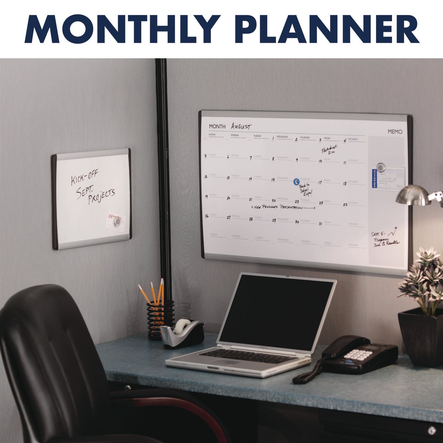 Quartet ARC Frame Cubicle Magnetic Dry Erase Calendar, One Month Format, 30 x 18, White Surface, Silver Aluminum Frame (ARCCP3018)