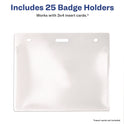 Avery Secure Top Heavy-Duty Badge Holders, Horizontal, 4w x 3h, Clear, 25/Pack (74471)