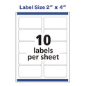 Avery White Shipping Labels-Bulk Packs, Inkjet/Laser Printers, 2 x 4, White, 10/Sheet, 250 Sheets/Box (95945)