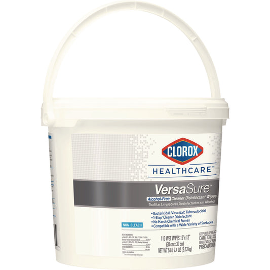 Clorox Healthcare VersaSure Cleaner Disinfectant Wipes, 1-Ply, 12 x 12, Fragranced, White, 110/Bucket (31759EA)