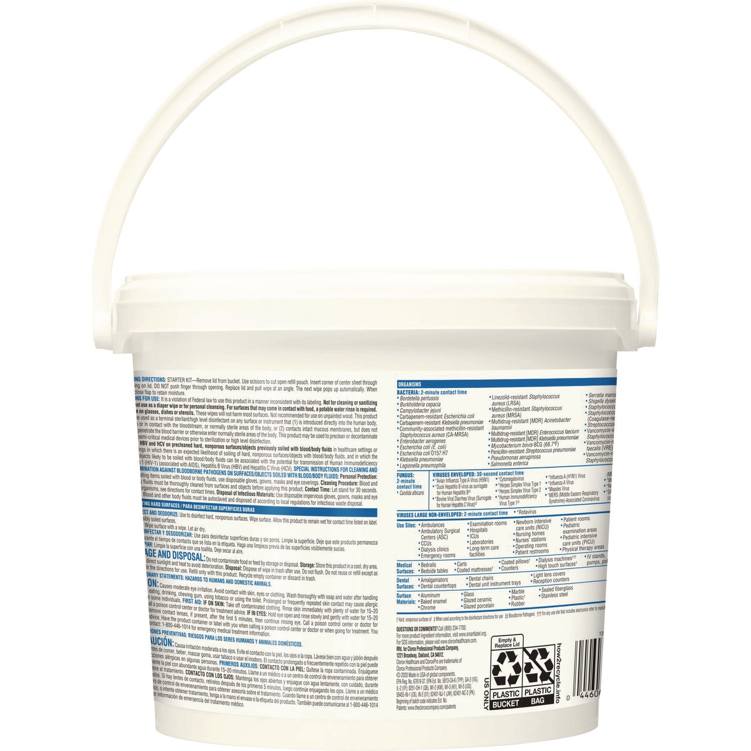 Clorox Healthcare VersaSure Cleaner Disinfectant Wipes, 1-Ply, 12 x 12, Fragranced, White, 110/Bucket (31759EA)