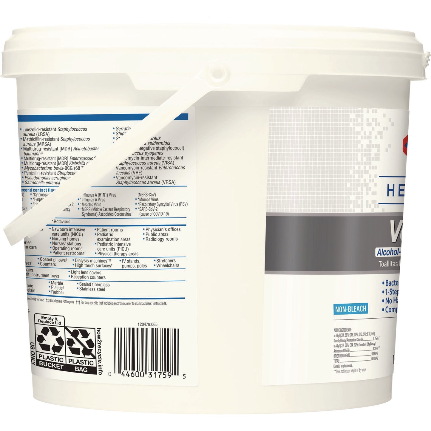 Clorox Healthcare VersaSure Cleaner Disinfectant Wipes, 1-Ply, 12 x 12, Fragranced, White, 110/Bucket (31759EA)